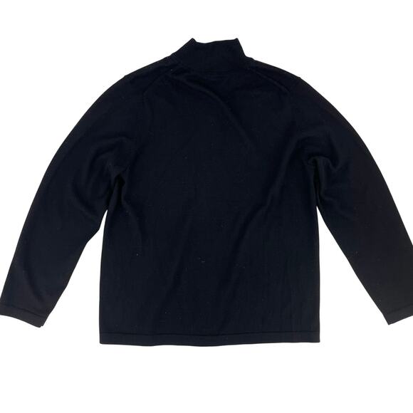 Merona Men's M 100% Merino Wool Black Knit Mock Neck Zip Cardigan - Picture 4 of 6